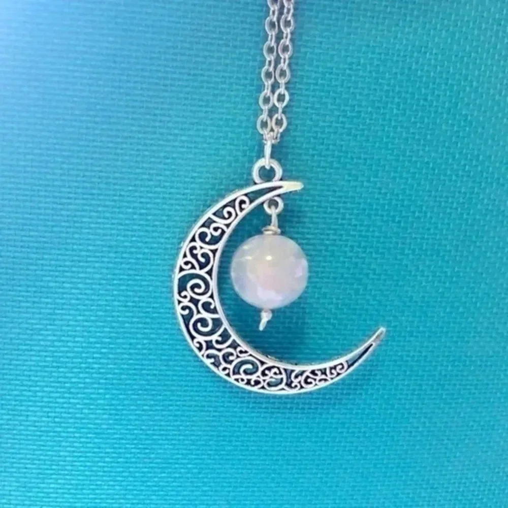 Moon And Bead Stainless Steel Necklace NWT